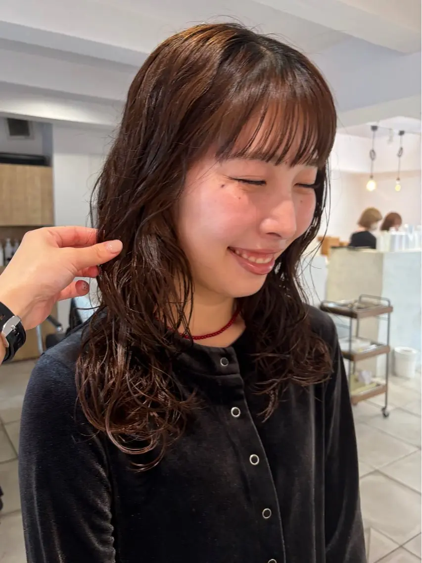 ミディアム パーマ rin 京都美容室のヘアスタイル