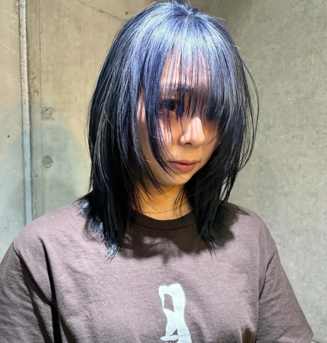 ミディアム カラー パーマ ヘアアレンジ メンズ キッズ デザインパーマ メンズカット 郁美のヘアスタイル