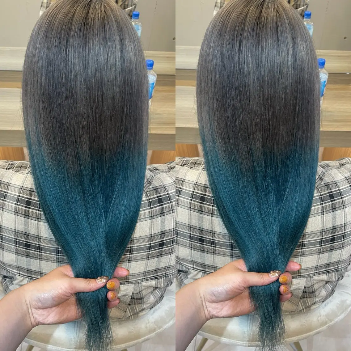 ロング カラー ブリーチ ブルーカラー グラデーションカラー シルバー カット ヘアカラー トリートメント ヘアセット ブリーチ無しダブル カラー🦕まどかのヘアスタイル