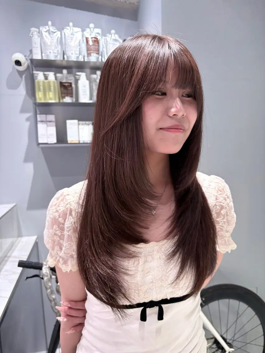 ロング カラー ベージュカラー カット ヘアカラー トリートメント 新宿ケアブリーチ 🦖NANAのヘアスタイル