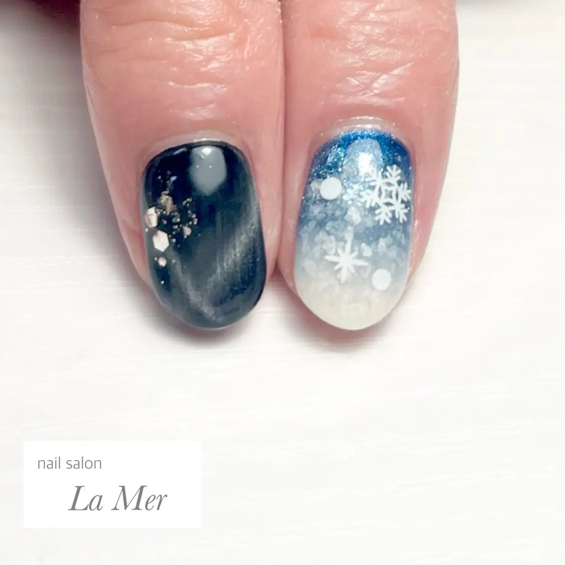 ネイル ブルー マグネットネイル メンズネイル ワンカラーネイル ショートネイル nailsalon La Merのネイルデザイン