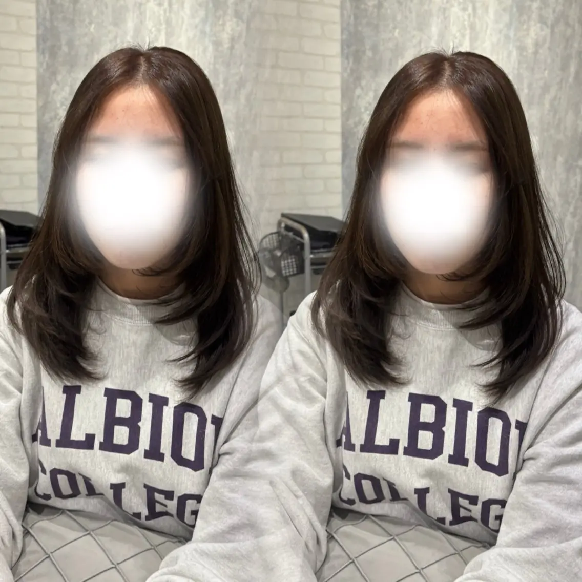 ミディアム カラー ヘアアレンジ カット ヘアカラー トリートメント kei🤎ベージュ /透明感カラー/博多のヘアスタイル