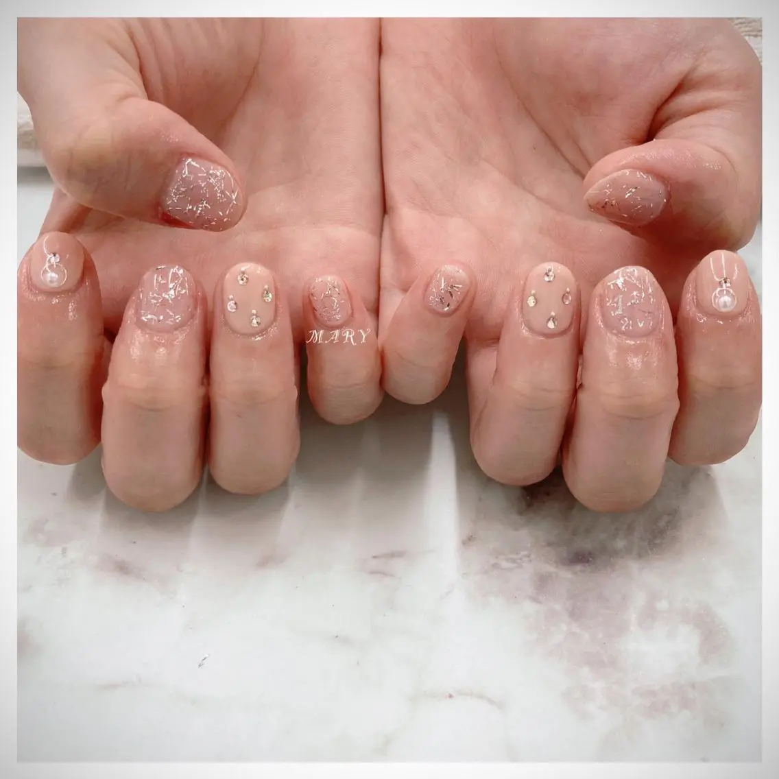 ネイル ニュアンスネイル ワンカラーネイル ピンク ハンドネイル Mary nail .narumiのネイルデザイン