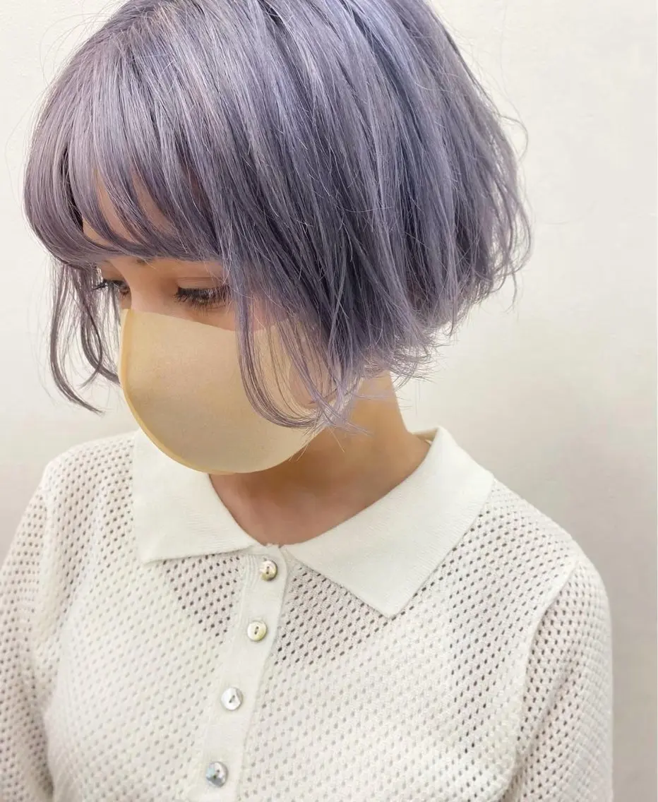 ショート カラー ショートボブ アッシュ ハイトーンカラー ラベンダーカラー ボブ ナカジマ ナナのヘアスタイル