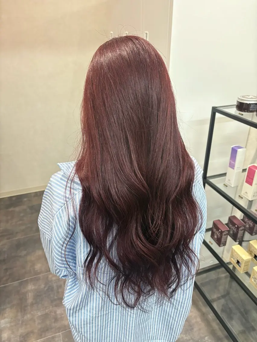 ロング カラー カシス ピンクカラー haku【津久野店】 ERIKAのヘアスタイル