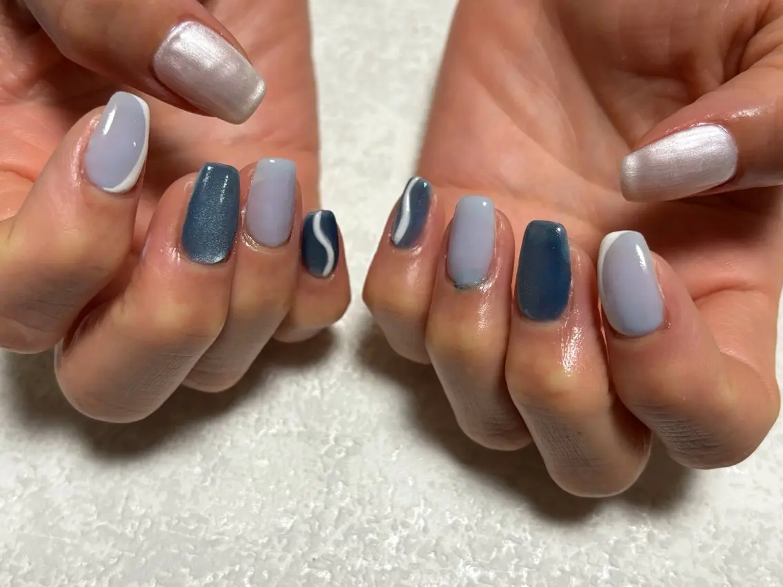 ネイル オーロラネイル フットネイル フレンチネイル ジェルネイル 韓国ネイル ハンドネイル kiki nail &brow二子玉川のネイルデザイン