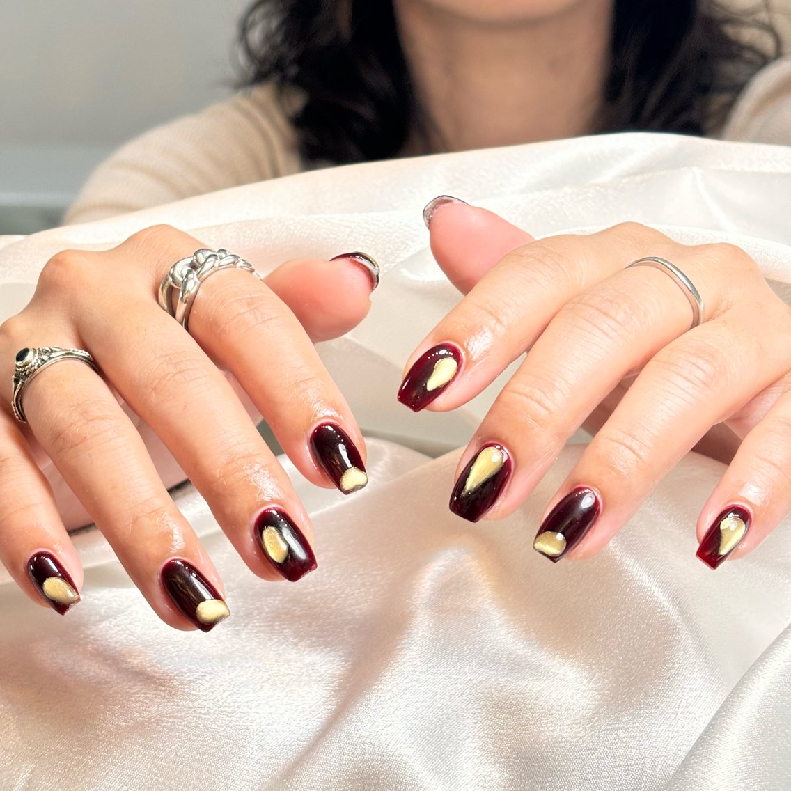 ネイル 桜ネイル 長さ出し フレンチネイル 韓国ネイル マグネットネイル ハンドネイル Kiwami nailsalonのネイルデザイン