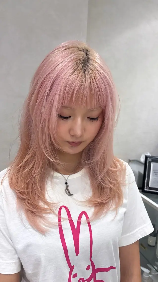セミロング ハッシュカット ハイレイヤー レイヤーカット カット Yuta✂︎ 韓国レイヤー🪽のヘアスタイル