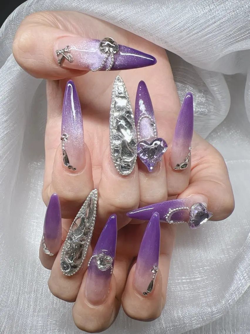 ネイル 長さ出し グラデーション キラキラネイル マグネットネイル ニュアンスネイル ハンドネイル Lee Nails チップ長さだし専門店のネイルデザイン