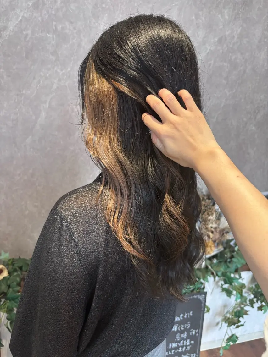 ロング カラー ブリーチ グレージュ インナーカラー ヘアカラー radiant/泉南 nakamura🌹のヘアスタイル