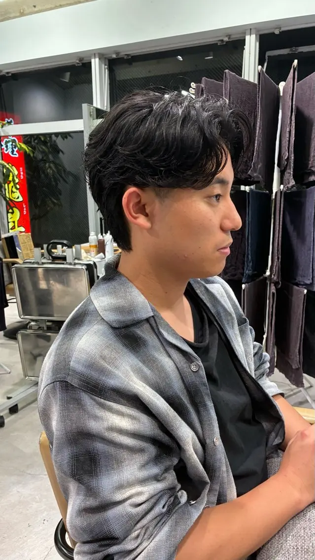 パーマ メンズ センターパート メンズパーマ パーマ 大関 星翔のヘアスタイル