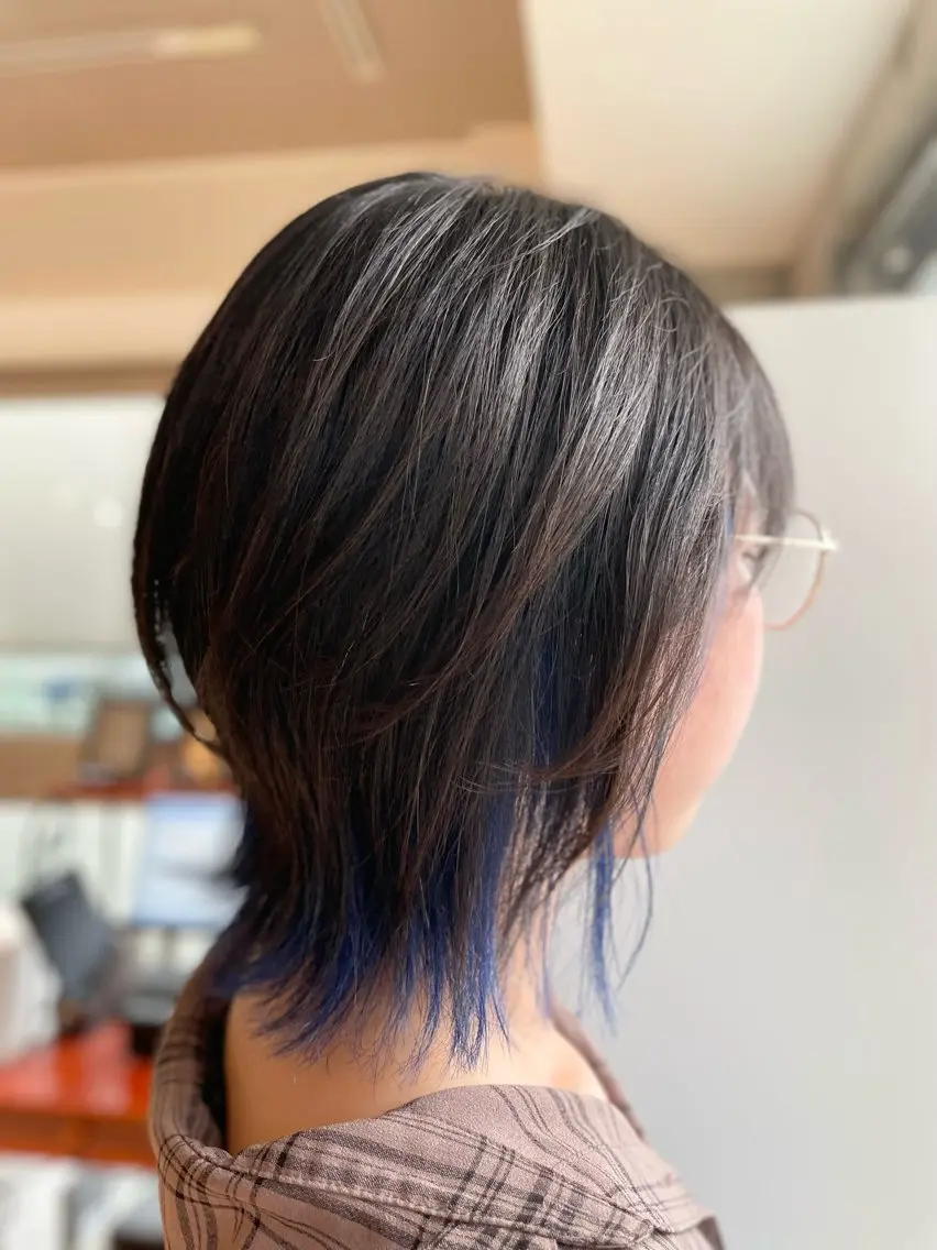 ミディアム カラー ブリーチ ブルーカラー ブルーラベンダー ラベンダーカラー aletta Rinaのヘアスタイル