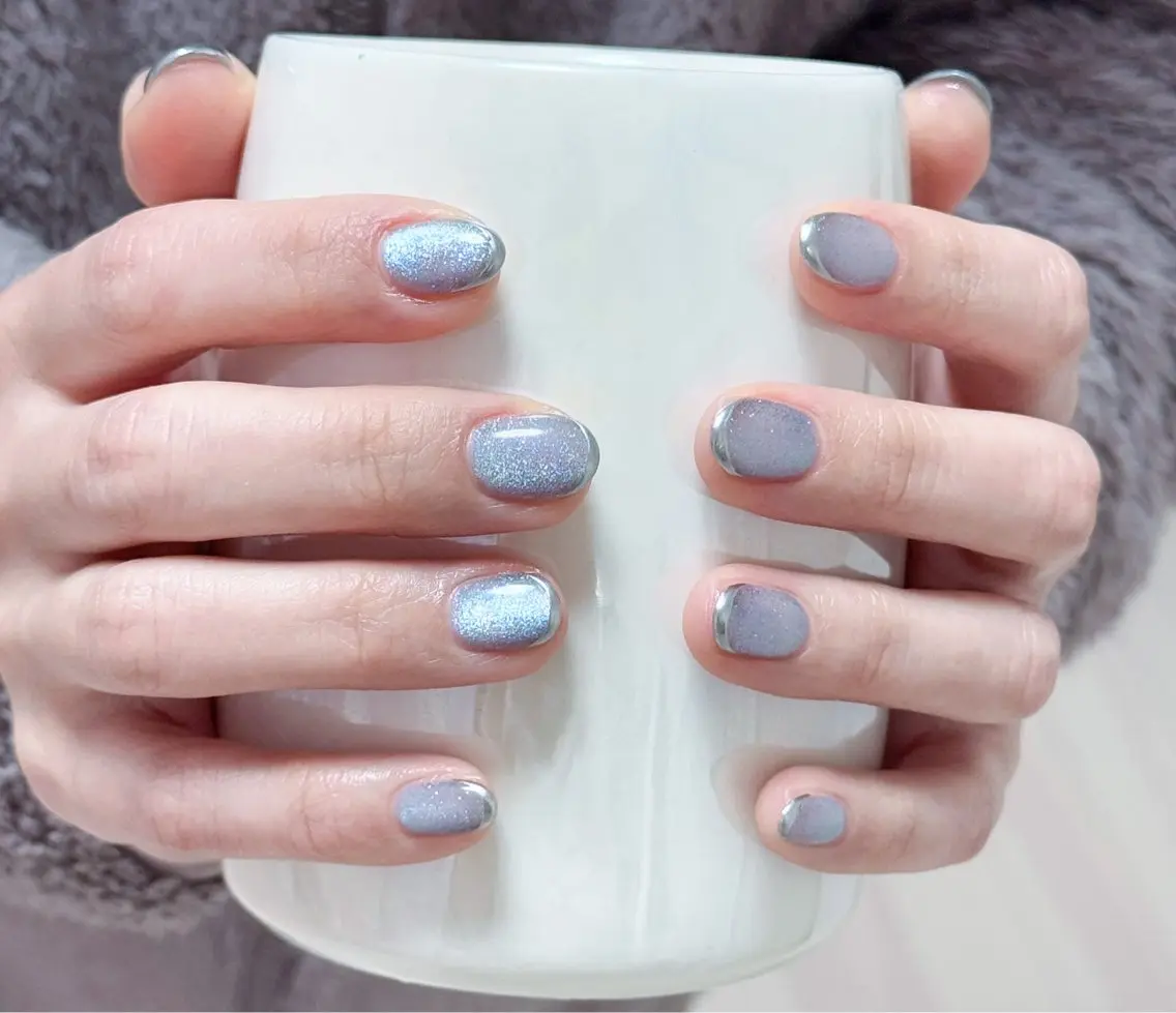 ネイル アートネイル オーロラネイル チークネイル フレンチネイル ガラスフレンチ ハンドネイル 🎀🎀YooLi Nail Salonのネイルデザイン
