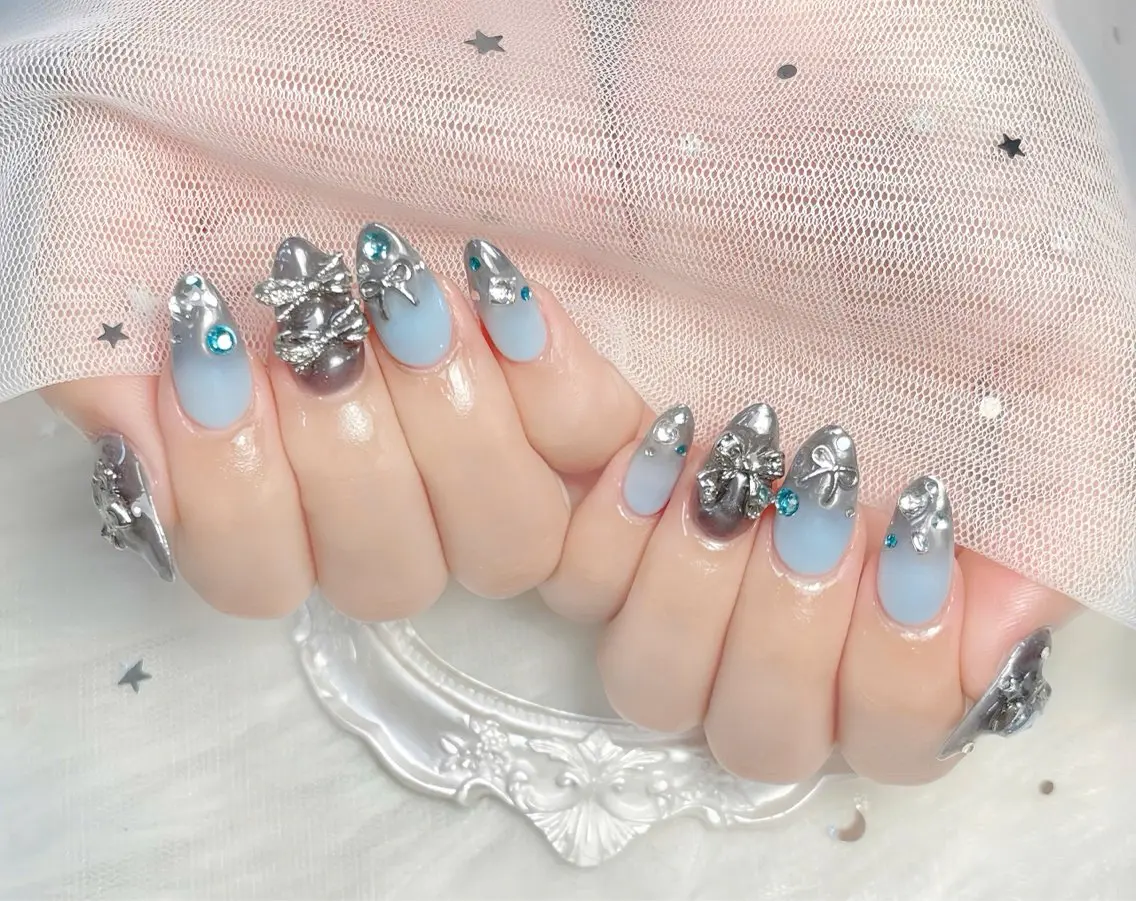ネイル チークネイル 長さ出し フレンチネイル ジェルネイル グラデーション ハンドネイル THANHTHANH NAILのネイルデザイン