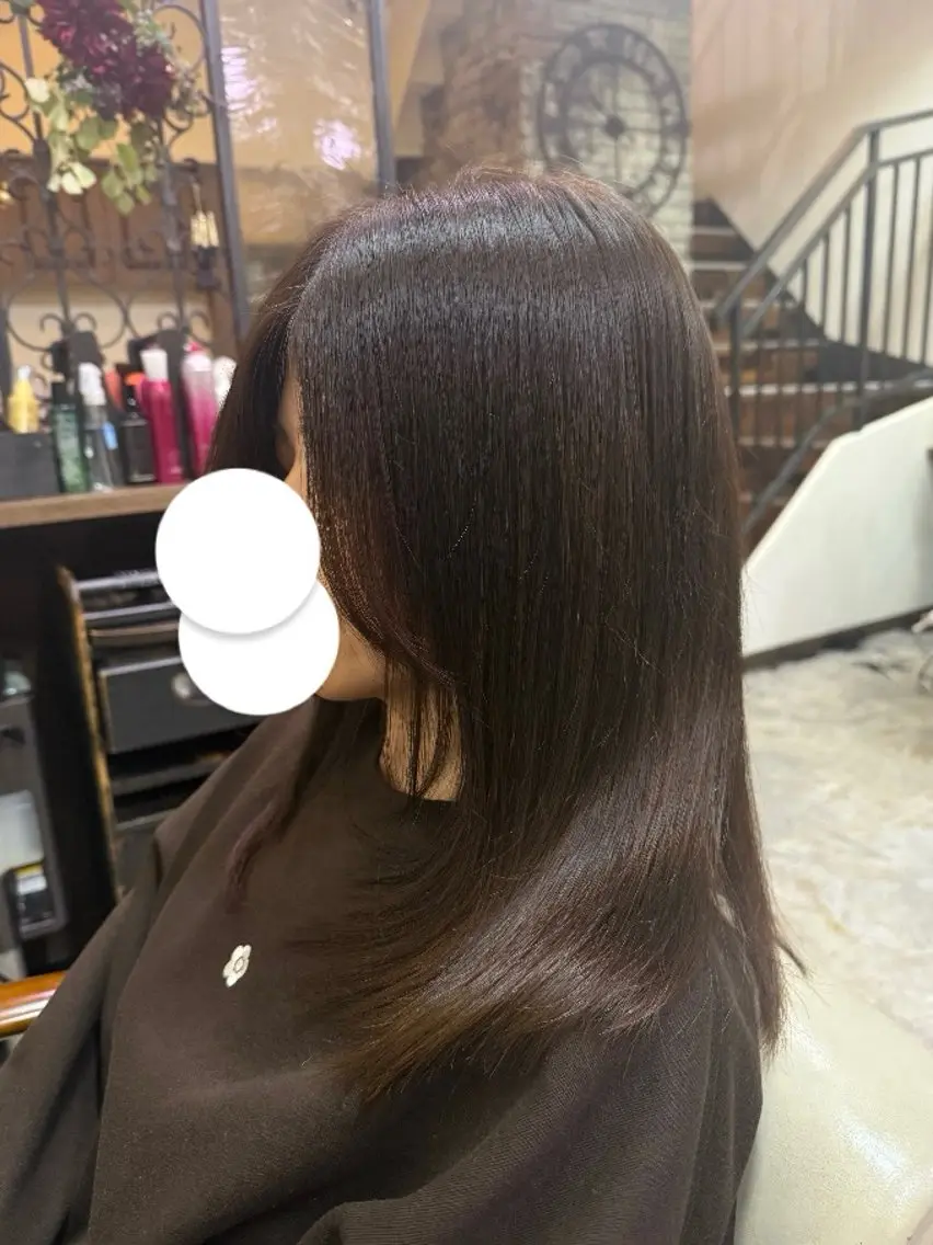 ミディアム アッシュ パープルカラー カット ヘアカラー 高橋 葵のヘアスタイル