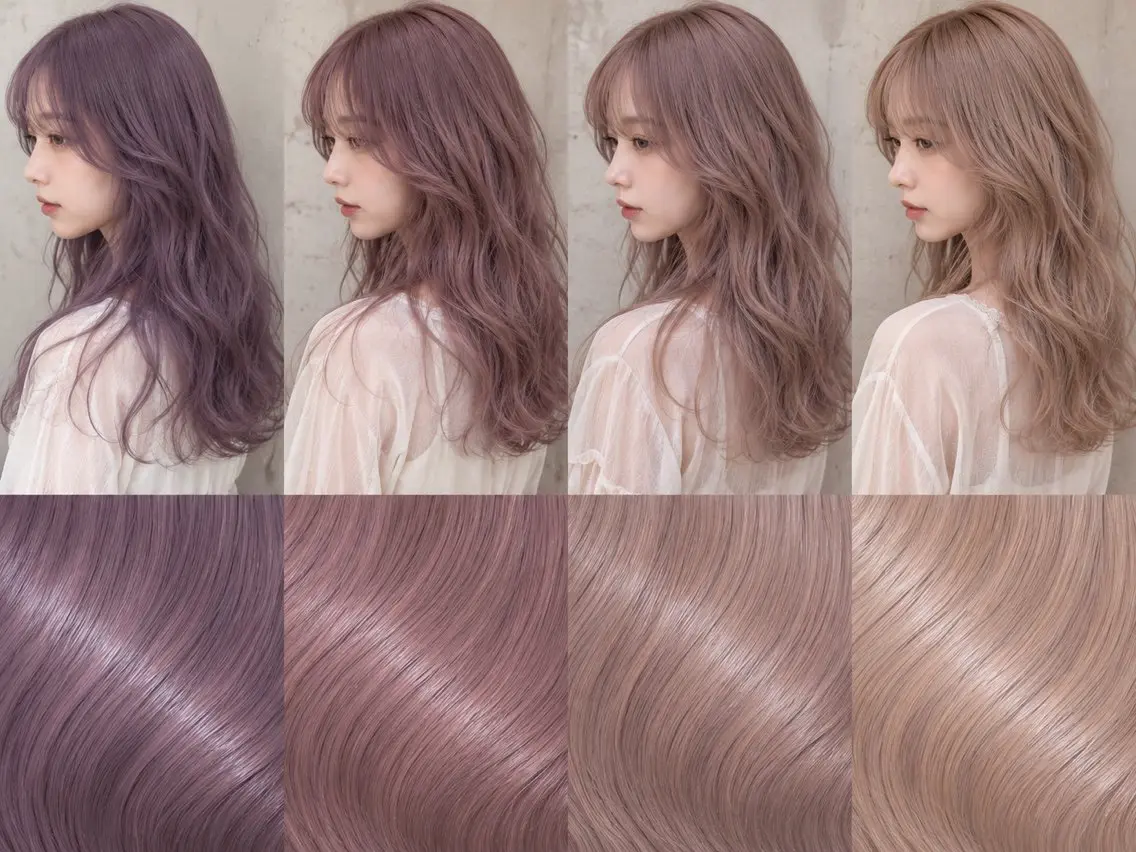 ロング カラー ベージュカラー ブリーチ 透明感カラー グレージュ ラベンダーカラー ヘアカラー トリートメント EARTH 榎本のヘアスタイル
