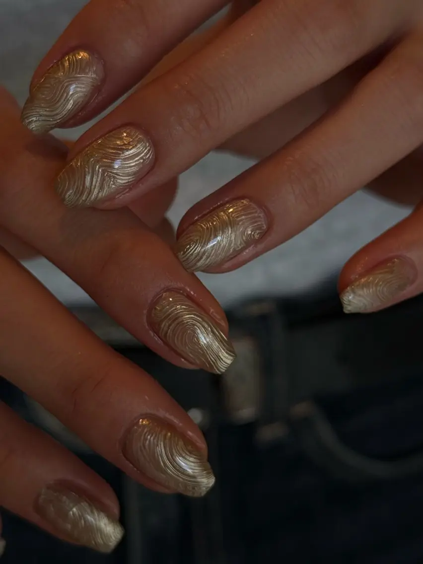 ネイル カジュアル クリアネイル ジェルネイル ゴールド マグネットネイル filonnail / kotoneのネイルデザイン