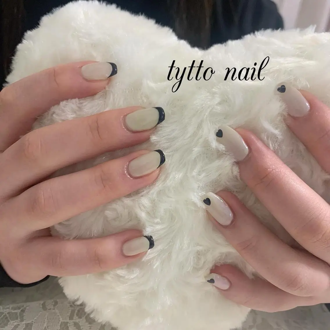 ネイル オーロラネイル フレンチネイル ハート 韓国ネイル ハンドネイル tytto nail ❤︎‪‪eri‪‪のネイルデザイン
