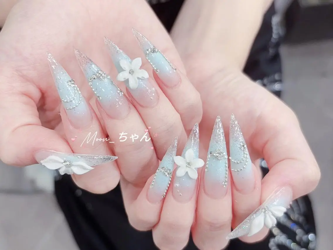 ネイル 成人式 マグネットネイル 大理石ネイル(マーブル) リボン 夏ネイル ハンドネイル k.bi nailsalonのネイルデザイン