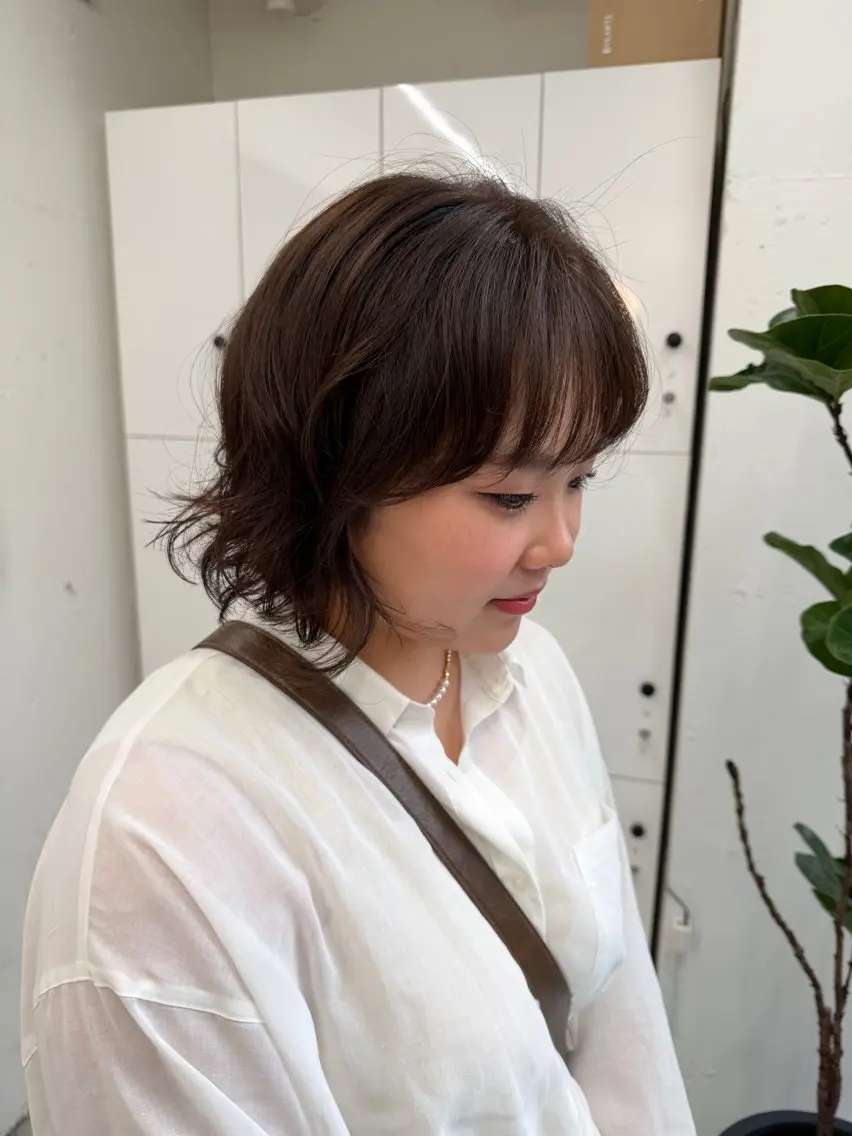 ミディアム カラー ミディアムパーマ ブラウンカラー 透明感カラー ナチュラルブラウン 韓国風ヘア ヘアカラー yuki/ブリーチ/ JILLSTUDIOのヘアスタイル