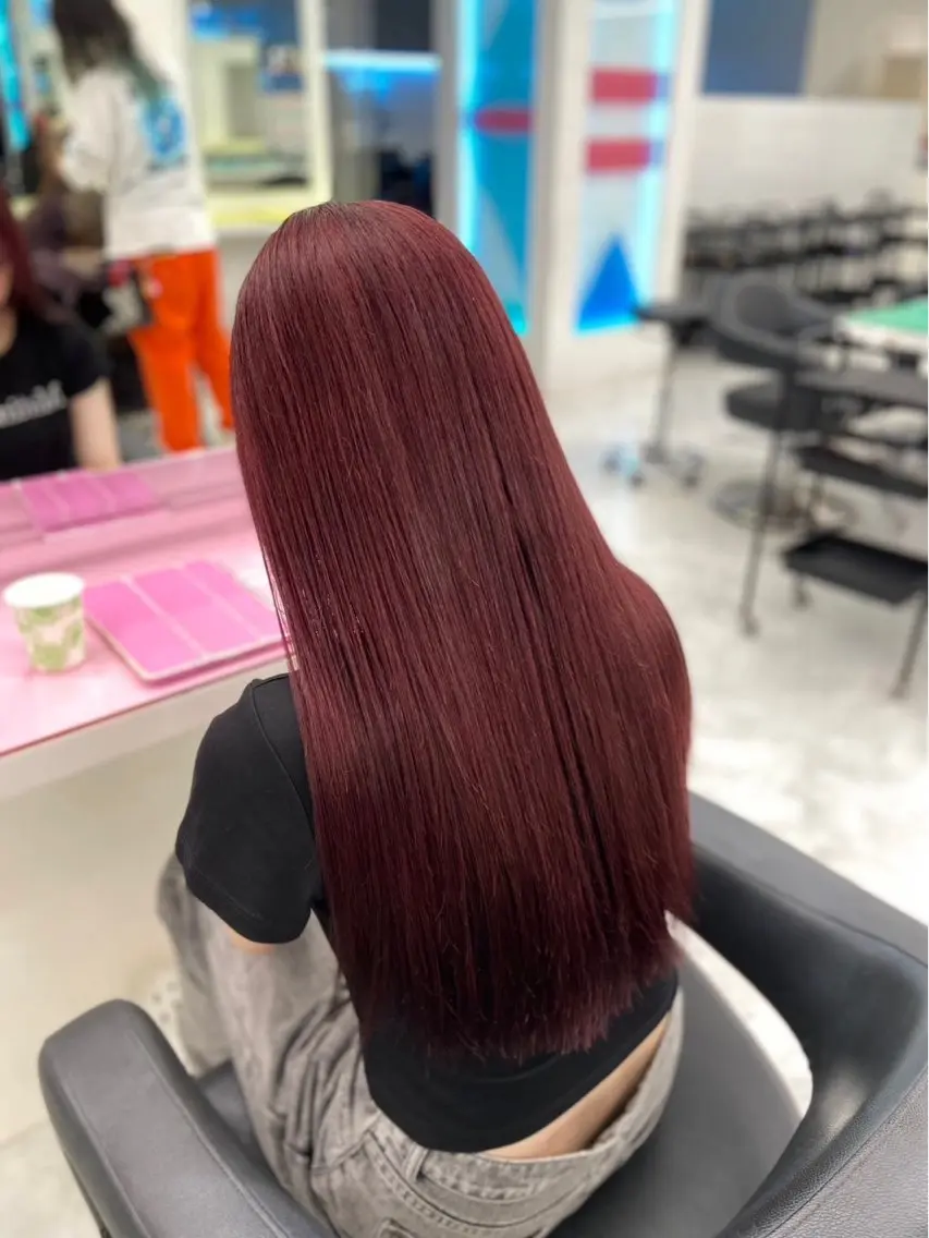 ロング カラー カット 縮毛矯正 トレンド暖色ヘア🍒 miu🍒のヘアスタイル