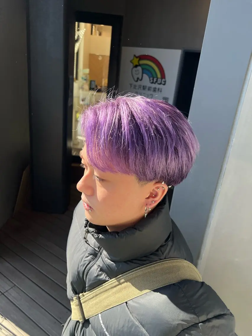 カラー メンズ カット ヘアカラー トリートメント ダブルカラー寒色系 ボリューム改善ハヤトのヘアスタイル