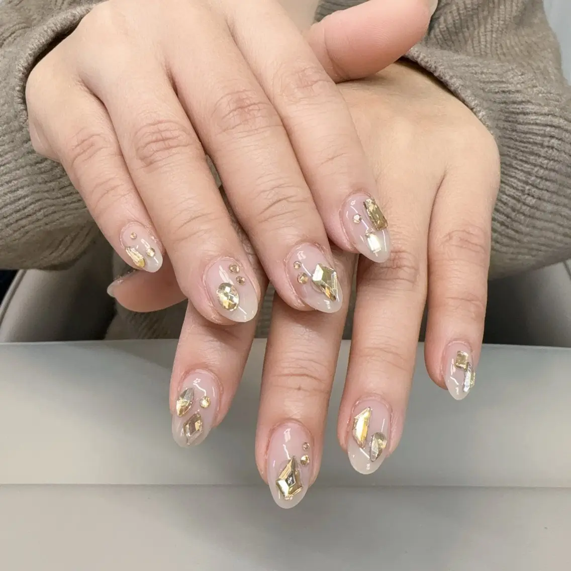 ネイル アートネイル オーロラネイル ガーリー ハート キラキラネイル ハンドネイル Rika  nail cocoのネイルデザイン