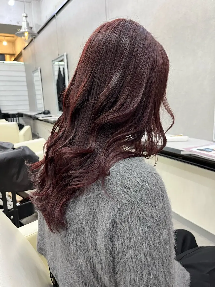 ミディアム カラー ピンクカラー レッドカラー ヘアカラー トリートメント ブリーチ有無Wカラー メンズパーマ大成のヘアスタイル