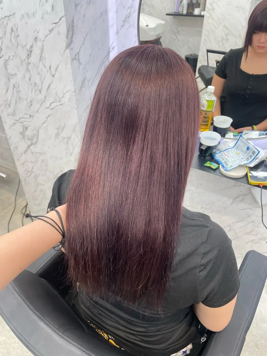 ロング カラー ブリーチ カシス ダブルカラー ブリーチなしカラー ピンクカラー ヘアカラー 韓国ヘア🎀 /♡𝓝𝓸𝓪♡のヘアスタイル