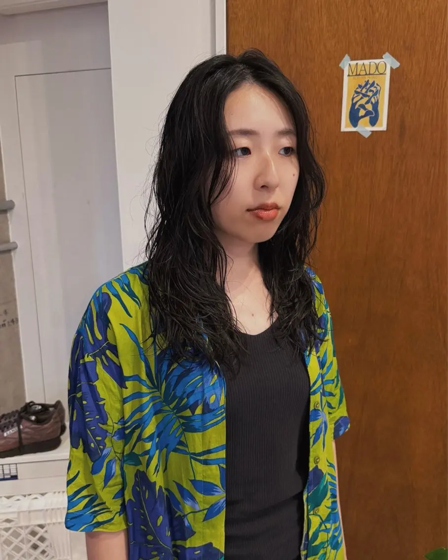 セミロング パーマ パーマ ウチミズ サヤカのヘアスタイル