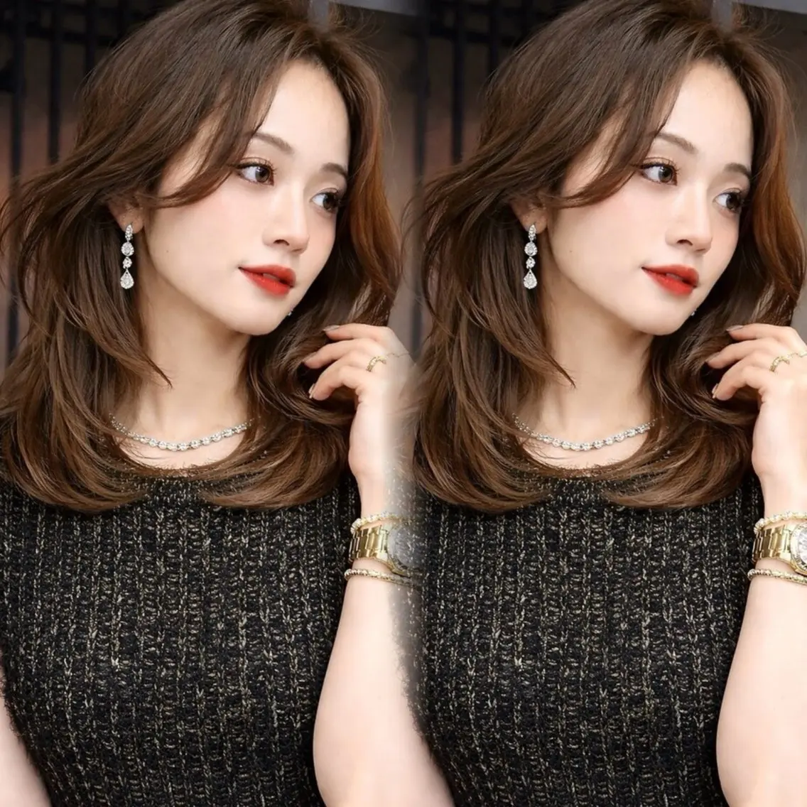 ミディアム カラー ヘアアレンジ カット ヘアカラー トリートメント 新宿 /髪質改善/ レイヤー/ヒュウガのヘアスタイル