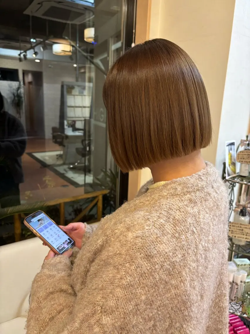 ミディアム 切りっぱなしボブ ボブ 庄司 桜のヘアスタイル