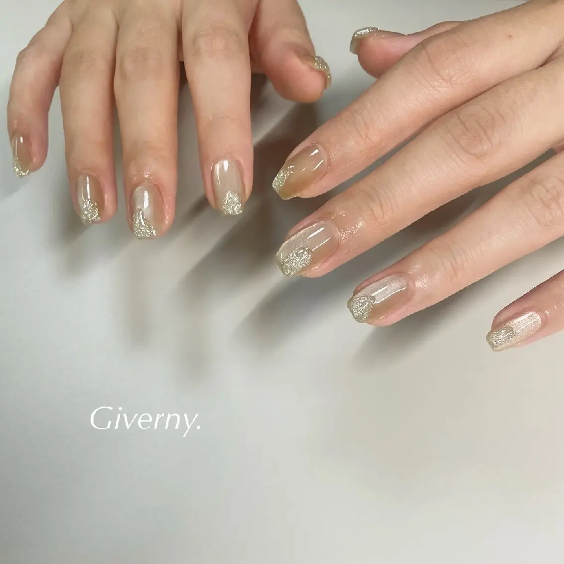 ネイル フラッシュネイル マグネットネイル ニュアンスネイル 冬ネイル ハンドネイル Giverny .のネイルデザイン