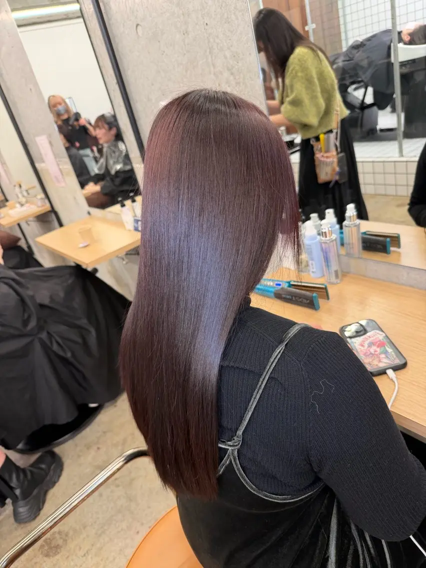 ロング 髪質改善 レイヤーカット 縮毛矯正 カット 縮毛矯正 トリートメント 縮毛矯正×髪質改善× 艶髪カラー　吉原和磨のヘアスタイル