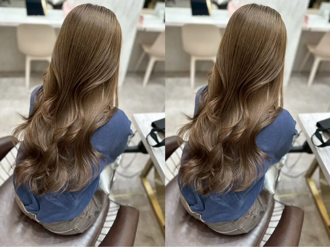 セミロング カラー ベージュカラー 透明感カラー ハイトーンカラー 【博多髪質改善】 吉村　清志のヘアスタイル