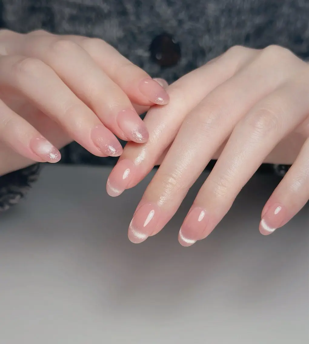 ネイル オーロラネイル 長さ出し フットネイル 韓国ネイル ラメ(グリッター) ハンドネイル 👍thumbs up nail👍のネイルデザイン