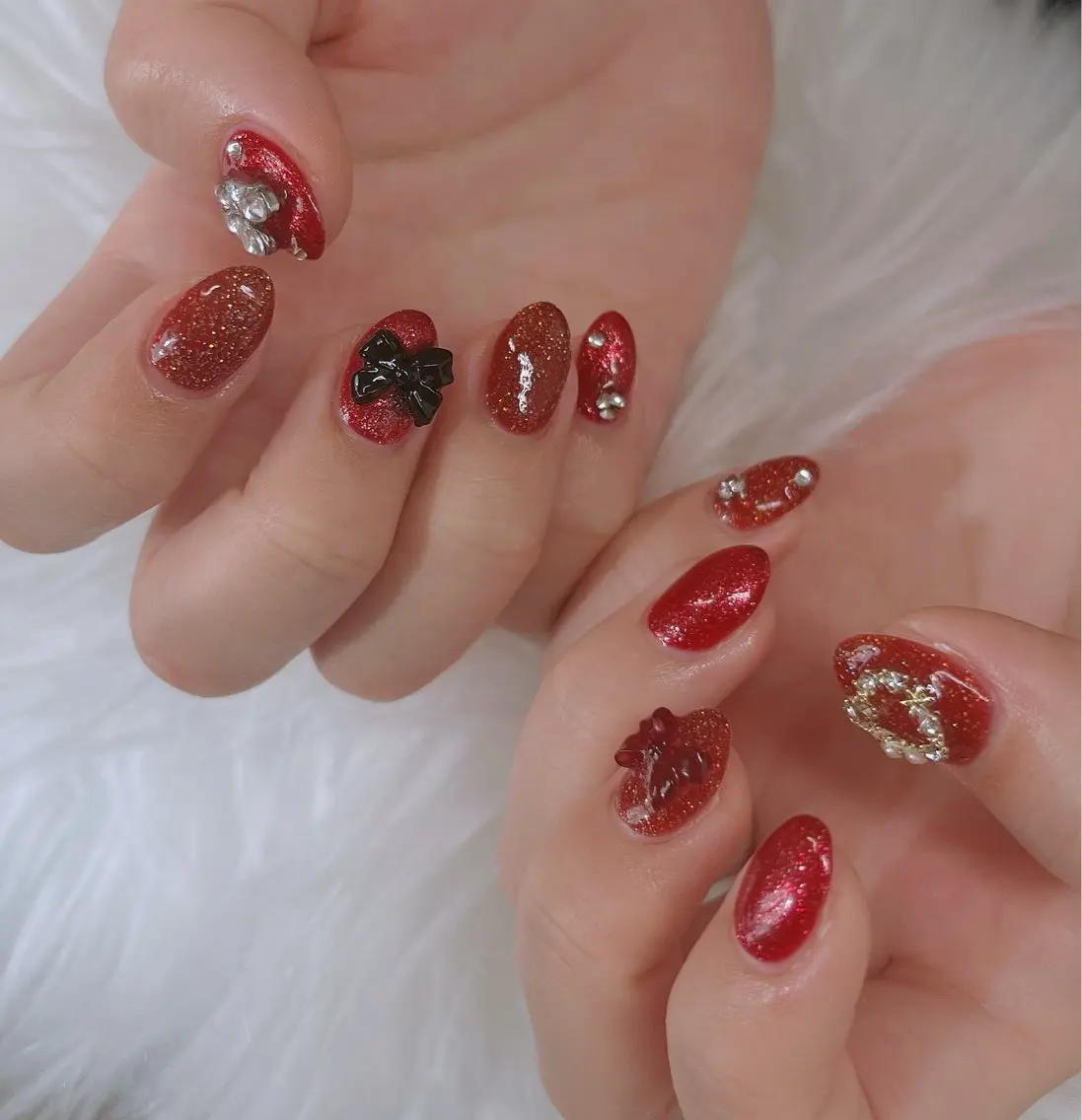 ネイル フラッシュネイル フレンチネイル キラキラネイル 韓国ネイル マグネットネイル ハンドネイル Lee _nailのネイルデザイン