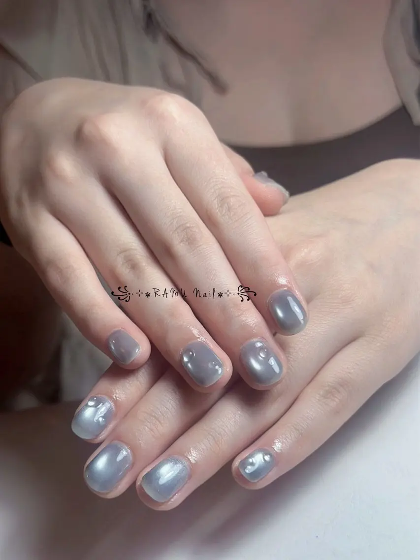 ネイル キラキラネイル マグネットネイル ミラーネイル ピンク 夏ネイル ハンドネイル RAMU Nail 恵比寿店のネイルデザイン