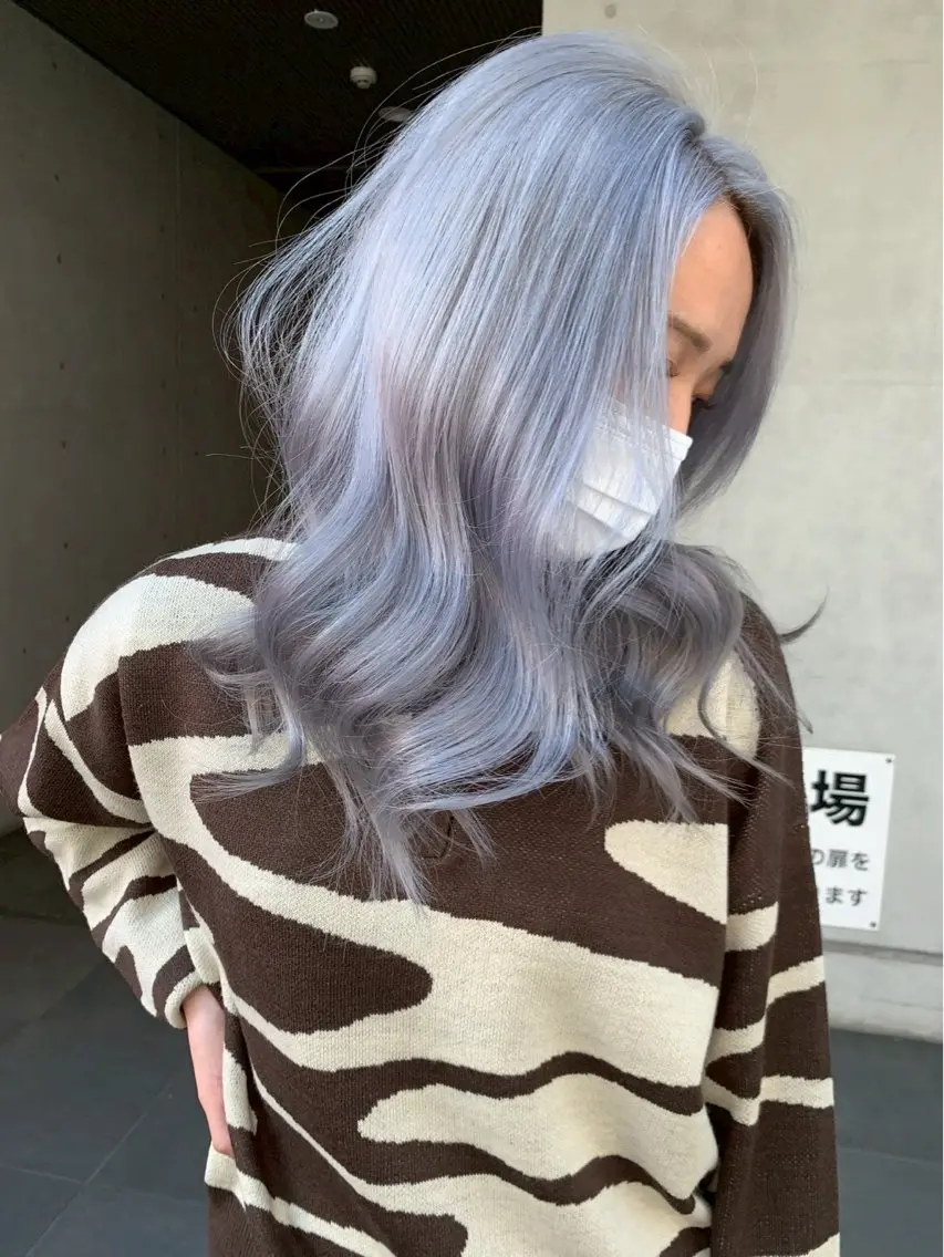 ロング カラー ブルーカラー パープルカラー カット ヘアカラー 髙木 利央のヘアスタイル