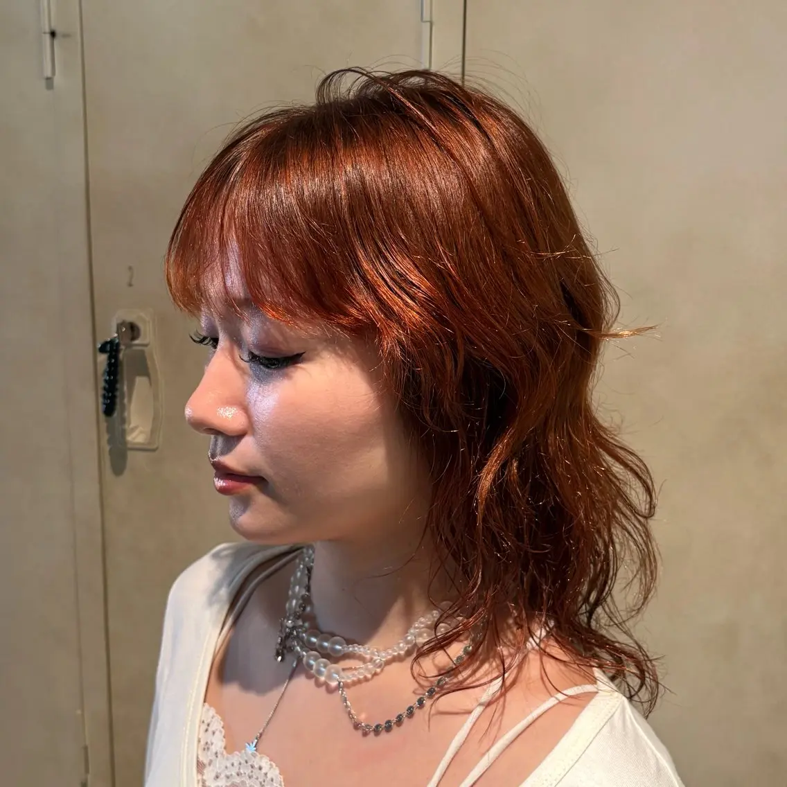 ミディアム カラー パーマ ミディアムパーマ オレンジ レイヤーカット カット ヘアカラー 🌸艶カラー/似合わ せカット/サクラ🌸のヘアスタイル