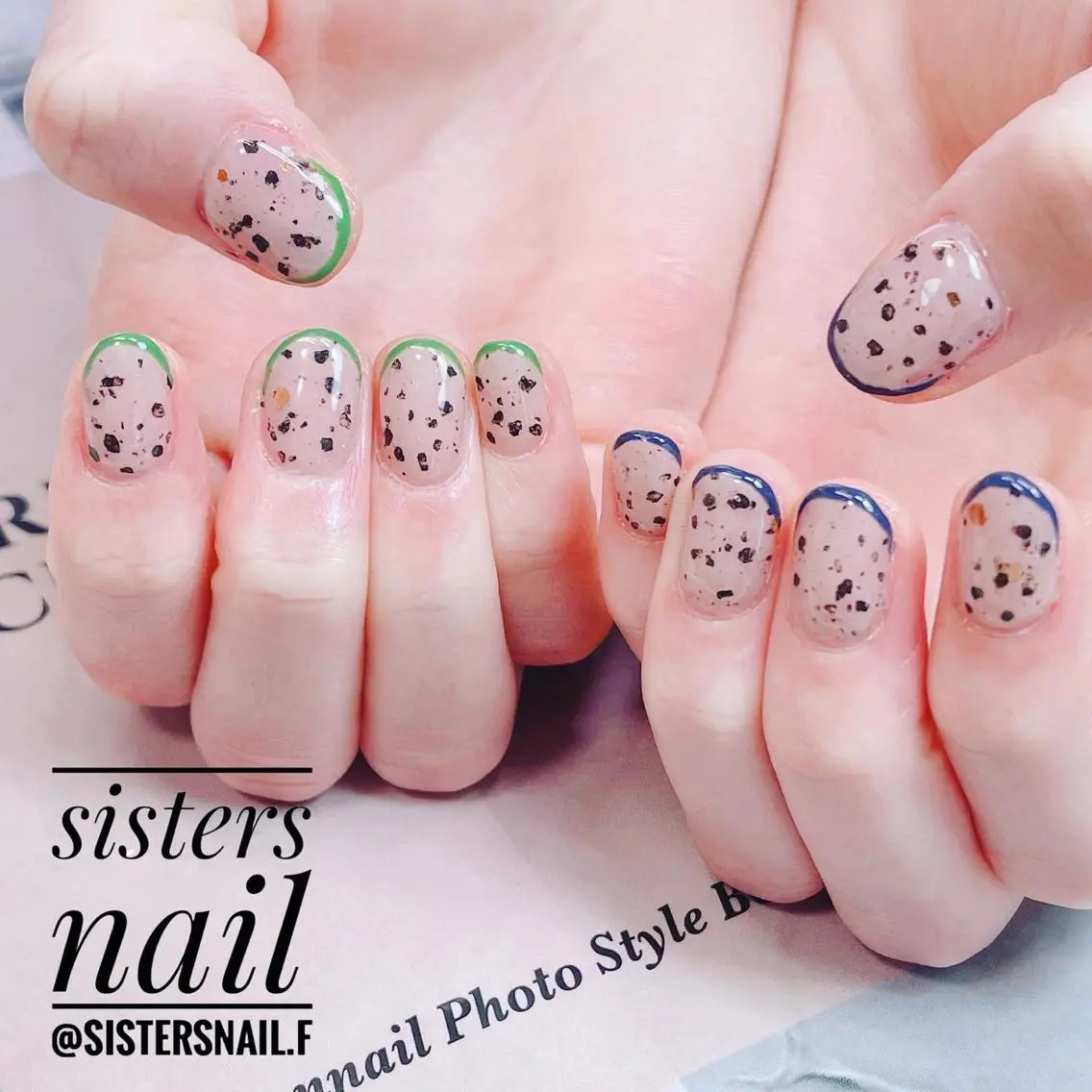 ネイル アートネイル カジュアル フレンチネイル ジェルネイル ネイビー sisters nail.fのネイルデザイン