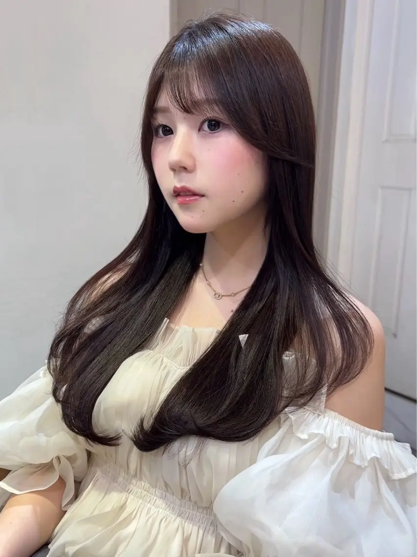 ロング カット ヘアカラー トリートメント ♥韓国レイヤー/透明 感カラー/目黒慎太郎のヘアスタイル
