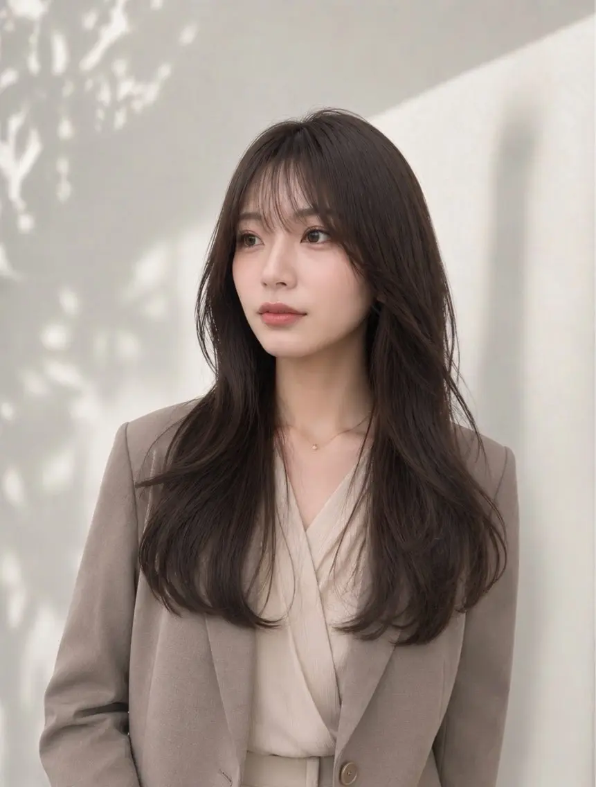 ロング カラー カット パーマ 藍斗│モテ透明感× 顔周りレイヤー🫧のヘアスタイル
