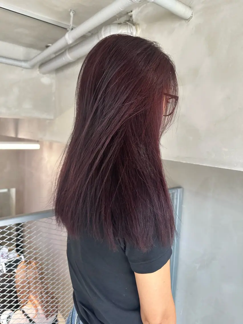 セミロング カラー レッドカラー カット ヘアカラー トリートメント 🎀暖色カラー🎀 おかだみほのヘアスタイル