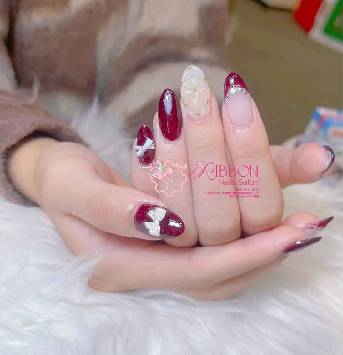 ネイル フレンチネイル ジェルネイル マグネットネイル 持ち込み ニュアンスネイル Ribbonnail salonのネイルデザイン