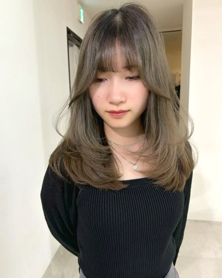 セミロング レイヤーカット カット mizuki/ピンク ベージュ.レイヤーのヘアスタイル