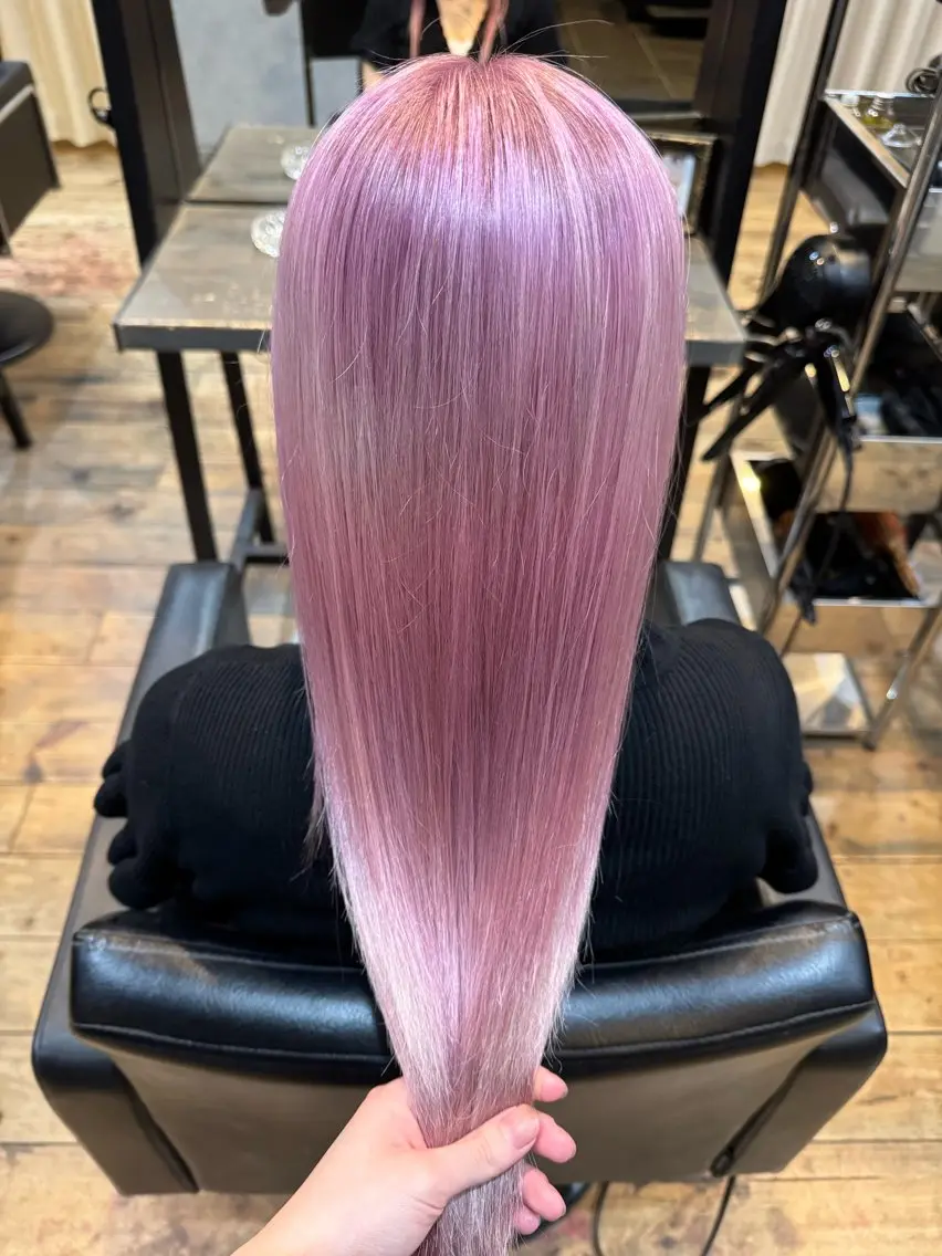 カラー ブリーチ ピンクカラー 田中 らん🎀のヘアスタイル