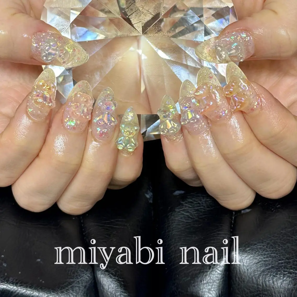 ネイル オーロラネイル キラキラネイル ラメ(グリッター) 持ち込み 春ネイル ハンドネイル miyabi nail 桂川駅近くのネイルデザイン