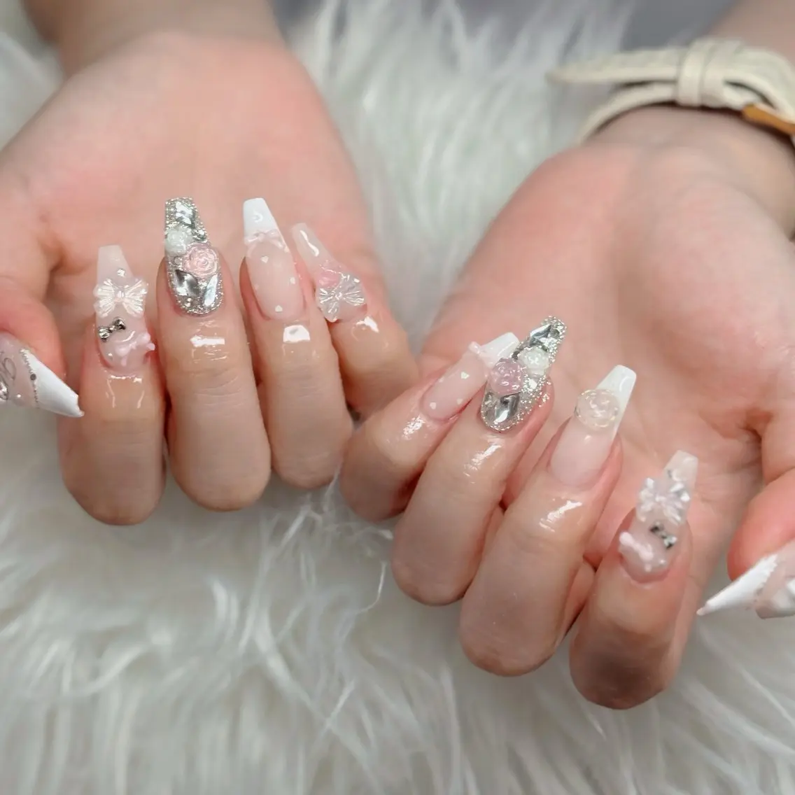 ネイル フットネイル フレンチネイル グラデーション 韓国ネイル ロングネイル Hani Nail Salonのネイルデザイン