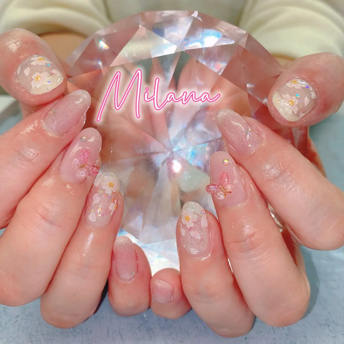 ネイル 桜ネイル 春ネイル ハンドネイル Milana （研修生メニュー）のネイルデザイン